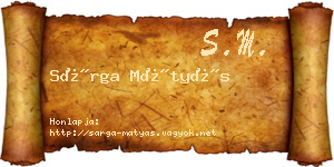 Sárga Mátyás névjegykártya